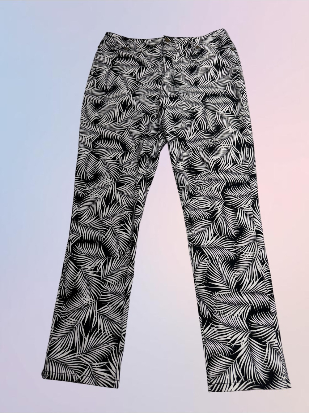 COLLEEN LOPEZ Women’s 12 Black White Abstract Floral Jeans